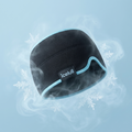 IceLull 360 degree cooling relief cap in black with light blue trim, surrounded by frost